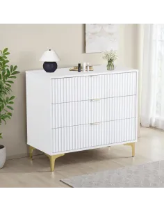 Miami 3 Drawer Chest - White/Gold | Murphy Furniture