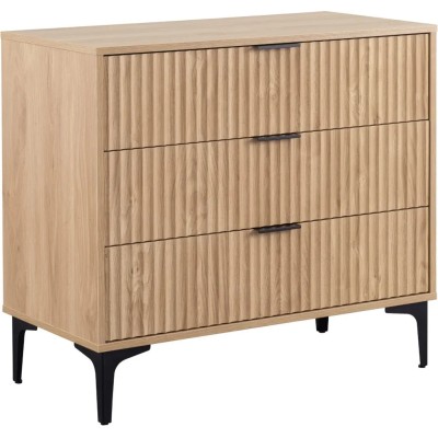 Miami 3 Drawer Chest - Oak Effect/Black | Murphy Furniture