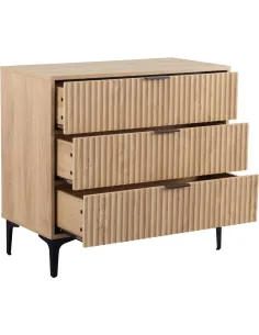 Miami 3 Drawer Chest - Oak Effect/Black | Murphy Furniture 2