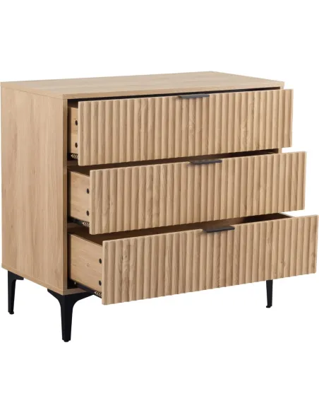 Miami 3 Drawer Chest - Oak Effect/Black | Murphy Furniture