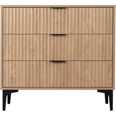 Miami 3 Drawer Chest - Oak Effect/Black | Murphy Furniture