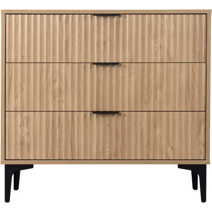 Miami 3 Drawer Chest - Oak Effect/Black | Murphy Furniture