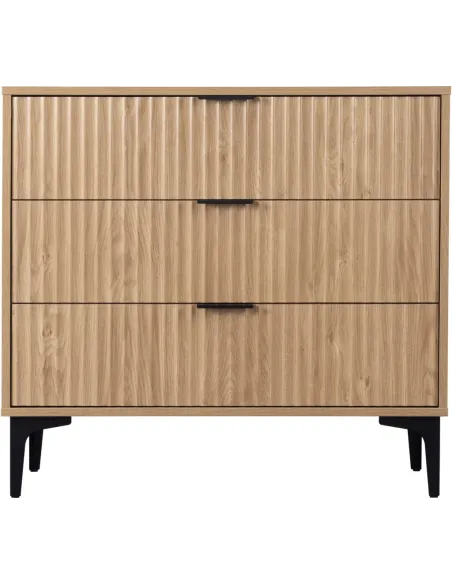 Miami 3 Drawer Chest - Oak Effect/Black | Murphy Furniture