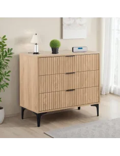 Miami 3 Drawer Chest - Oak Effect/Black | Murphy Furniture