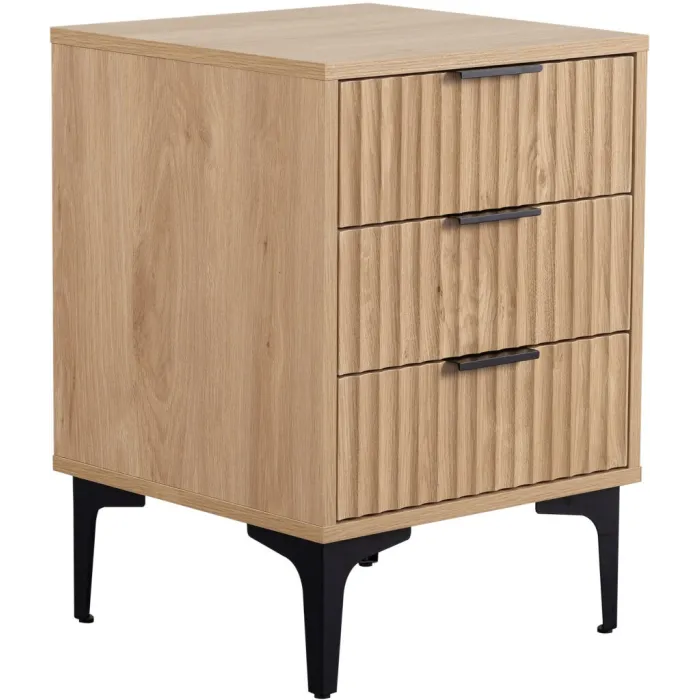 Miami 3 Drawer Bedside Locker - Oak Effe | Murphy Furniture