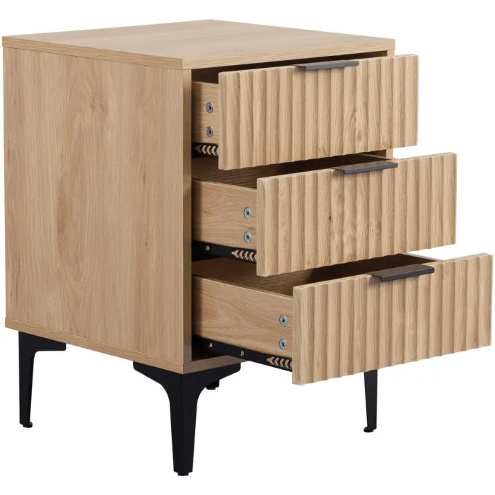 Miami 3 Drawer Bedside Locker - Oak Effe | Murphy Furniture