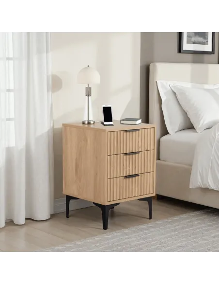 Miami 3 Drawer Bedside Locker - Oak Effe | Murphy Furniture
