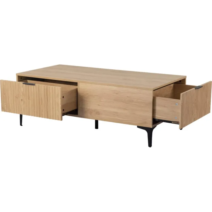 Miami 2 Drawer Coffee Table - Oak Effect | Murphy Furniture