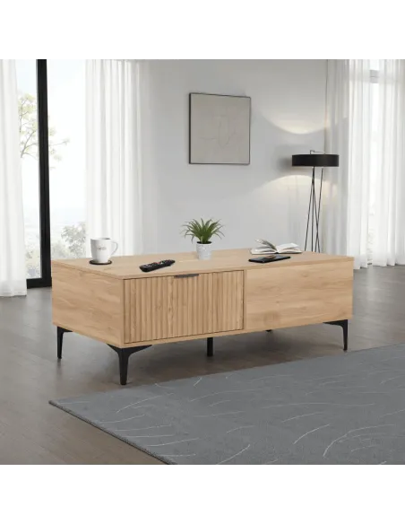 Miami 2 Drawer Coffee Table - Oak Effect | Murphy Furniture