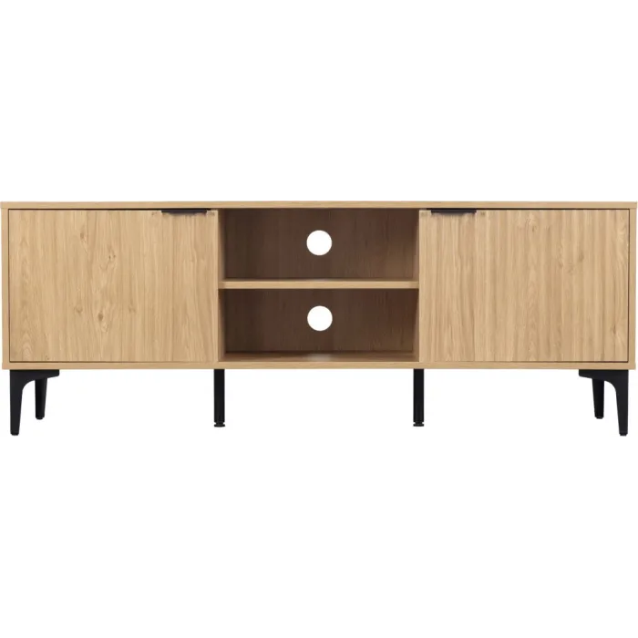 Miami 2 Door TV Unit - Oak Effect/Black | Murphy Furniture
