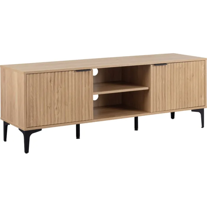 Miami 2 Door TV Unit - Oak Effect/Black | Murphy Furniture