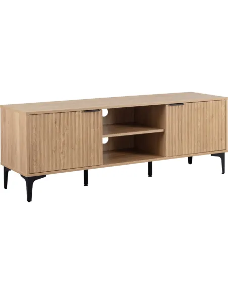 Miami 2 Door TV Unit - Oak Effect/Black | Murphy Furniture
