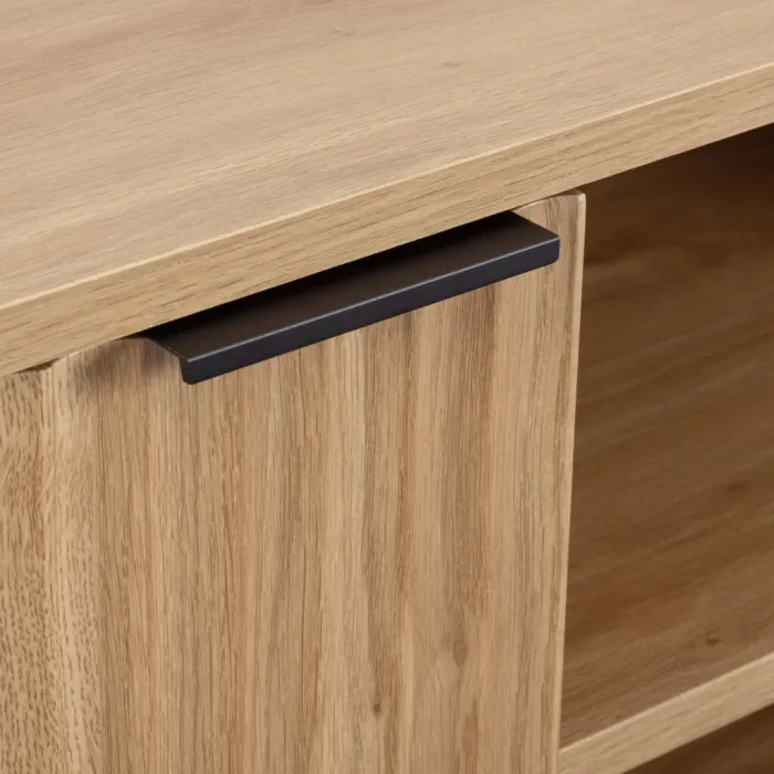 Miami 2 Door TV Unit - Oak Effect/Black | Murphy Furniture
