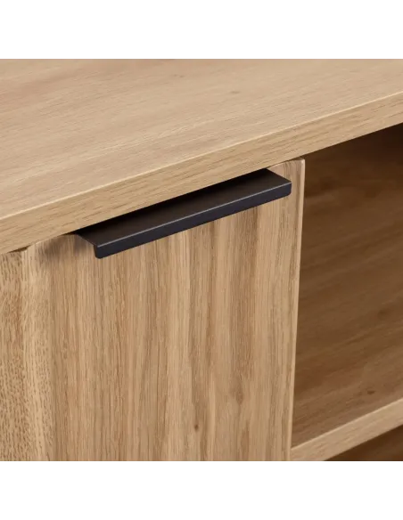 Miami 2 Door TV Unit - Oak Effect/Black | Murphy Furniture