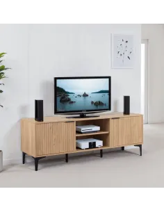 Miami 2 Door TV Unit - Oak Effect/Black | Murphy Furniture