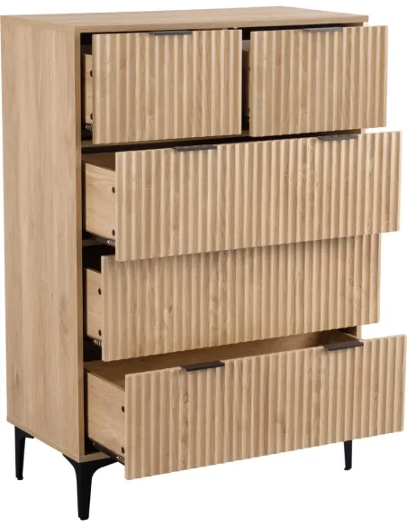 Miami 3+2 Drawer Chest - Oak Effect/Black | Murphy Furniture