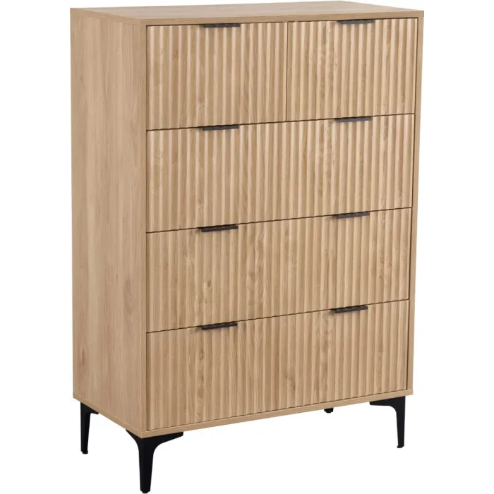 Miami 3+2 Drawer Chest - Oak Effect/Black | Murphy Furniture