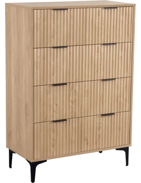 Miami 3+2 Drawer Chest - Oak Effect/Black | Murphy Furniture