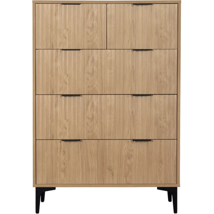 Miami 3+2 Drawer Chest - Oak Effect/Black | Murphy Furniture