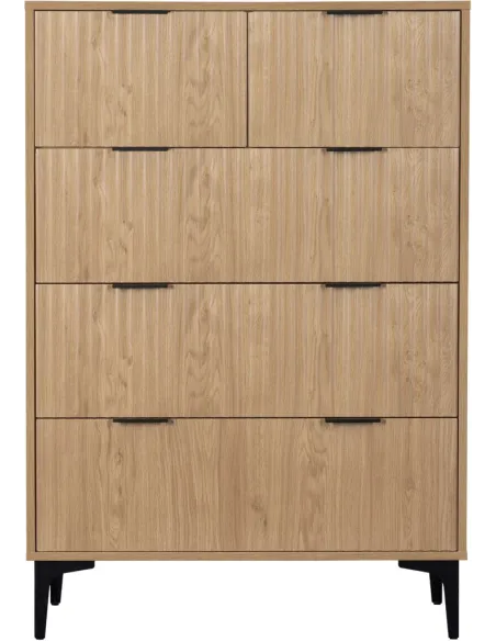Miami 3+2 Drawer Chest - Oak Effect/Black | Murphy Furniture
