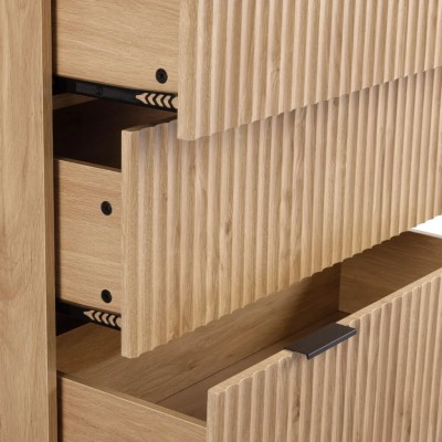 Miami 3+2 Drawer Chest - Oak Effect/Black | Murphy Furniture