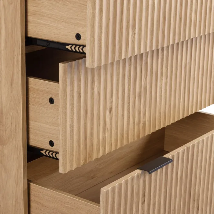 Miami 3+2 Drawer Chest - Oak Effect/Black | Murphy Furniture