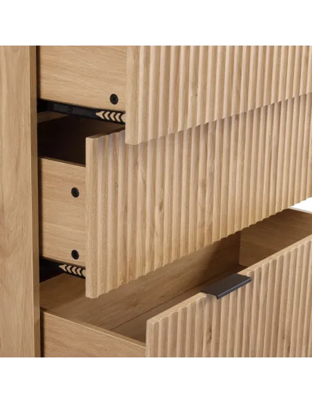 Miami 3+2 Drawer Chest - Oak Effect/Black | Murphy Furniture