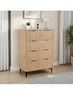 Miami 3+2 Drawer Chest - Oak Effect/Black | Murphy Furniture