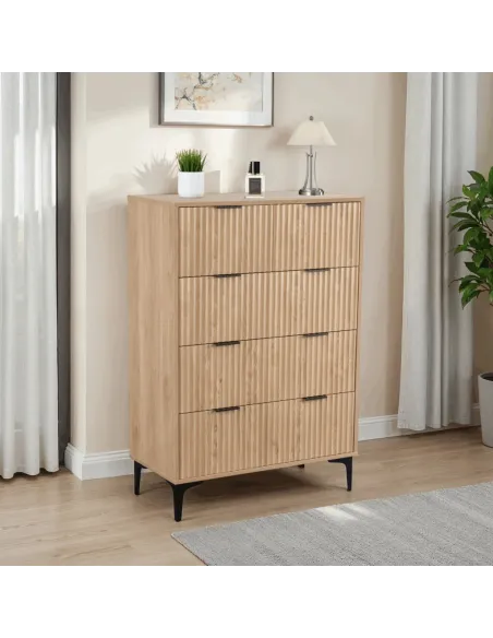 Miami 3+2 Drawer Chest - Oak Effect/Black | Murphy Furniture