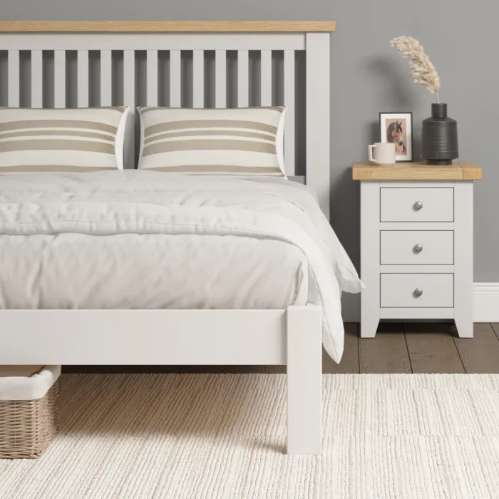 Windsor 5ft Low End Bedframe - Ivory/Oak | Murphy Furniture