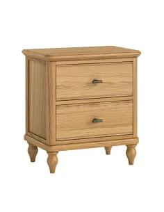 Verona 2 Drawer Wide Bedside Locker - Oak | Murphy Furniture