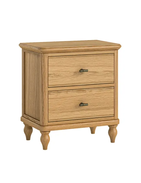 Verona 2 Drawer Wide Bedside Locker - Oak | Murphy Furniture