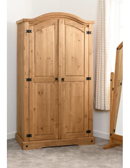 Corona 2 Door Wardrobe - Distressed Waxe | Murphy Furniture