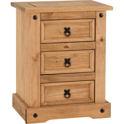 Corona 3 Drawer Bedside Locker - Distres | Murphy Furniture