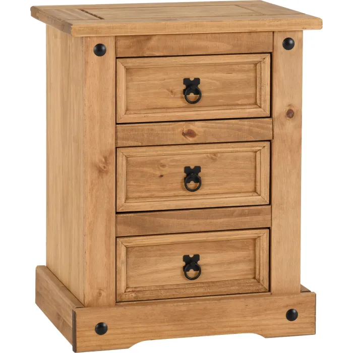 Corona 3 Drawer Bedside Locker - Distres | Murphy Furniture