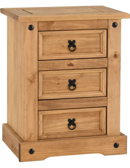 Corona 3 Drawer Bedside Locker - Distres | Murphy Furniture