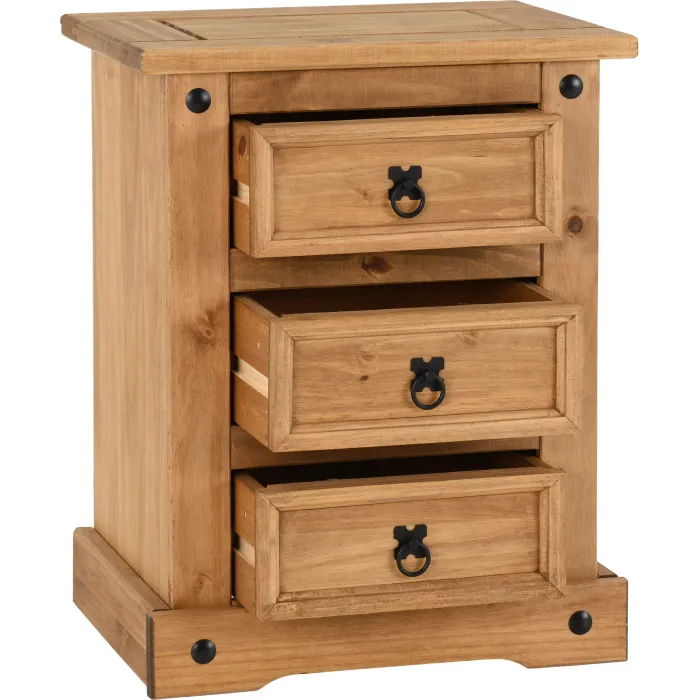 Corona 3 Drawer Bedside Locker - Distres | Murphy Furniture