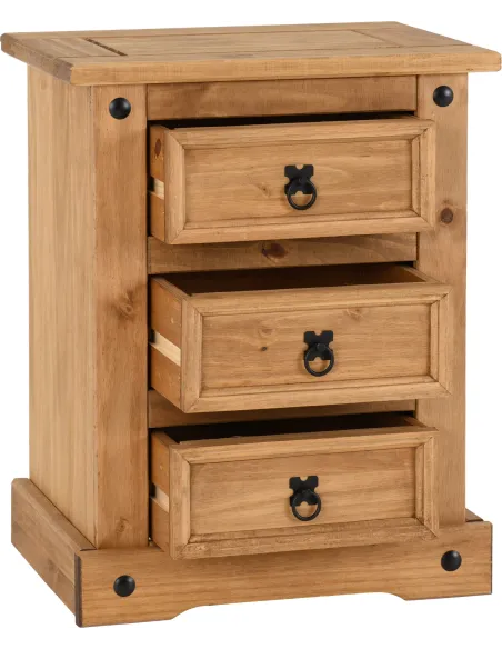 Corona 3 Drawer Bedside Locker - Distres | Murphy Furniture
