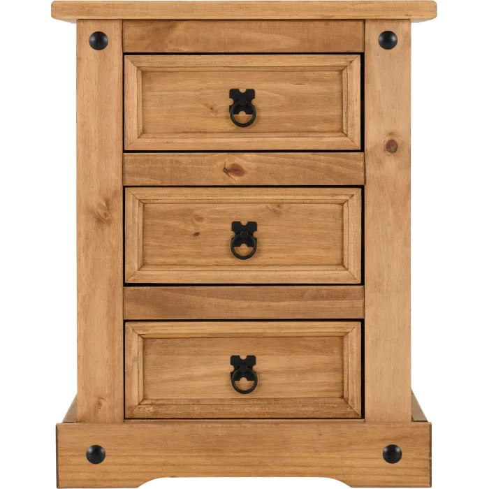 Corona 3 Drawer Bedside Locker - Distres | Murphy Furniture