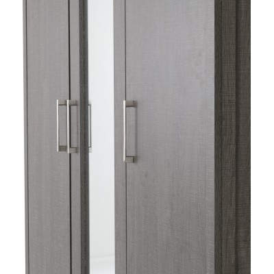 Lisbon 3 Door Wardrobe - Black  Wood Gra | Murphy Furniture