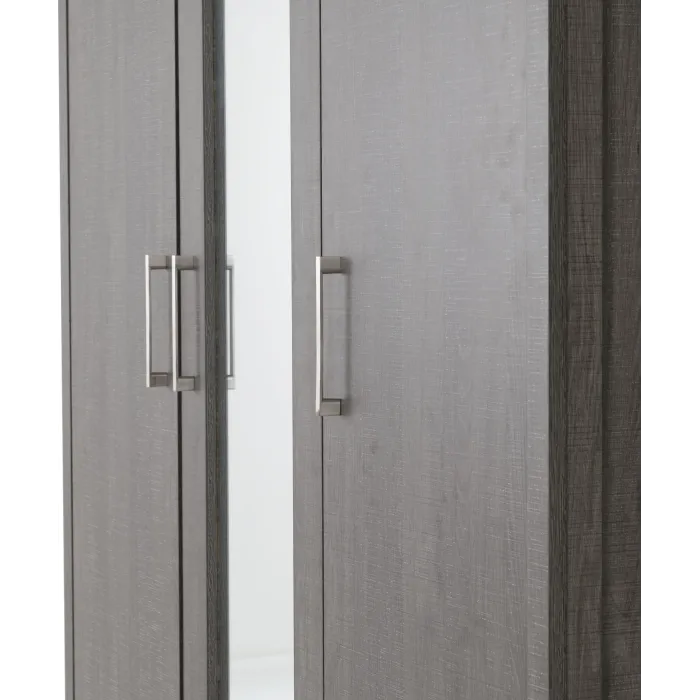 Lisbon 3 Door Wardrobe - Black  Wood Gra | Murphy Furniture