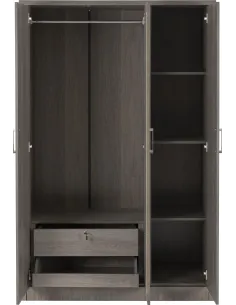 Lisbon 3 Door Wardrobe - Black  Wood Gra | Murphy Furniture 2