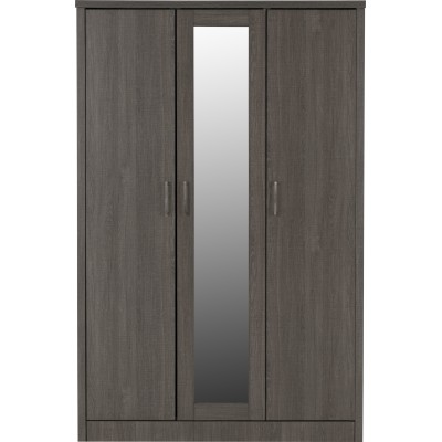 Lisbon 3 Door Wardrobe - Black  Wood Gra | Murphy Furniture