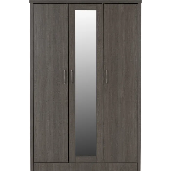 Lisbon 3 Door Wardrobe - Black  Wood Gra | Murphy Furniture