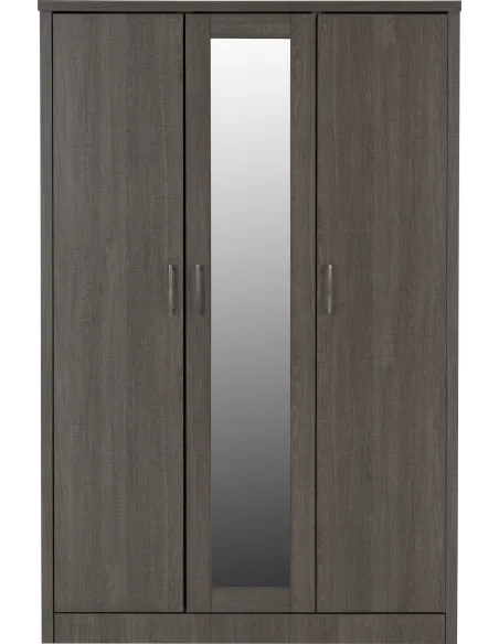 Lisbon 3 Door Wardrobe - Black  Wood Gra | Murphy Furniture
