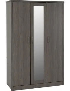 Lisbon 3 Door Wardrobe - Black  Wood Gra | Murphy Furniture