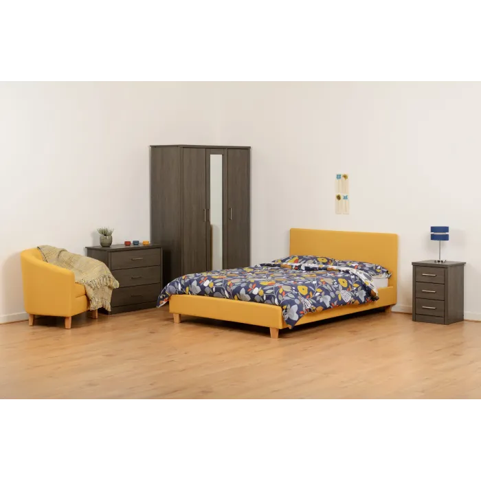 Lisbon 3 Door Wardrobe - Black  Wood Gra | Murphy Furniture