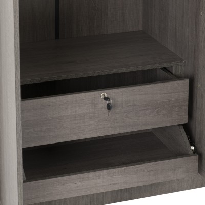 Lisbon 3 Door Wardrobe - Black  Wood Gra | Murphy Furniture