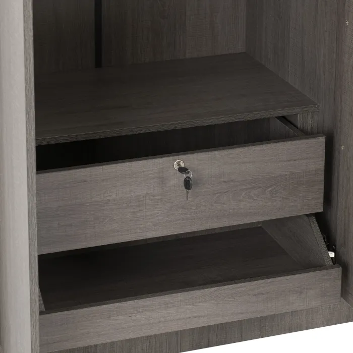 Lisbon 3 Door Wardrobe - Black  Wood Gra | Murphy Furniture