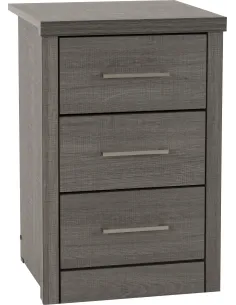 Lisbon 3 Drawer Bedside Locker - Black | Murphy Furniture